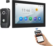 Wifi Wired Video Doorbell System (Wiring Required), 10 Inch High-Definition Moni