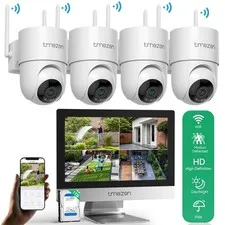 Outdoor Wireless Security Camera System PTZ WiFi 10CH 12''Monitor 1TB Night View