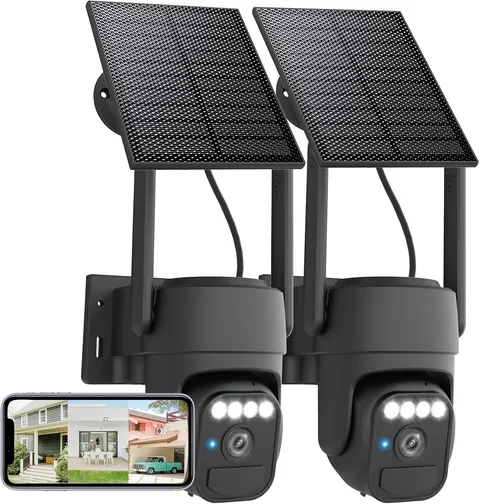 360° Solar Security Cameras Wireless Outdoor Wifi for Home 2 Packs