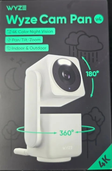 Wyze Cam Pan v4 4K UHD Indoor/Outdoor Plug-In Pan & Tilt Security Camera NEW