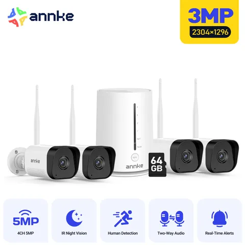 ANNKE Wireless 3MP Security Camera System Two-Way Audio 5MP 4CH NVR AI Detection