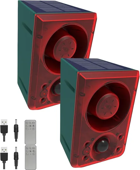 HULPPRE 2pack Solar Outdoor Motion Sensor Alarm,Barking&Gunshot Sound | Recordin