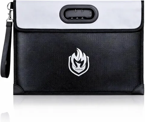 Fireproof Document Bag with Lock, Waterproof Money Pouch, 10 Layers