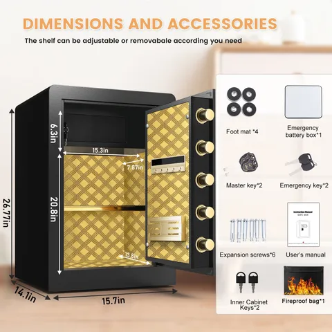 2.5 Cu Ft Digital Security Safe Box with LCD Screen & Adjustable Shelf