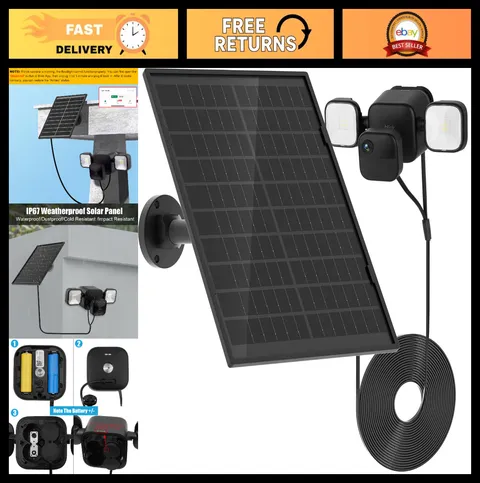 10W Solar Panel for Blink Outdoor 4 Floodlight Camera, 16.5ft Weatherproof Cable