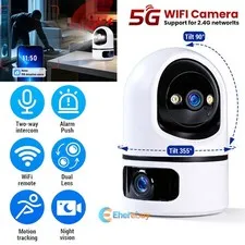 Multiple View Security Camera Home System IR Night Vision 5G WIFI Dual Lens Cam