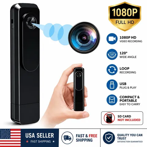 1080P Mini Body Camera USB Plug & Play 120° Wide Angle Loop Recording Portable