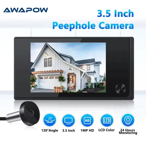 Awapow 3.5 Inch Doorbell Peephole Viewer Digital Door Camera 120° LCD 2 Million