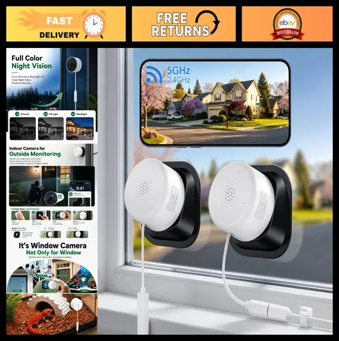 2K No-Drill Magnetic Window Security Cameras - 5G/2.4G WiFi, Night Vision, AI De