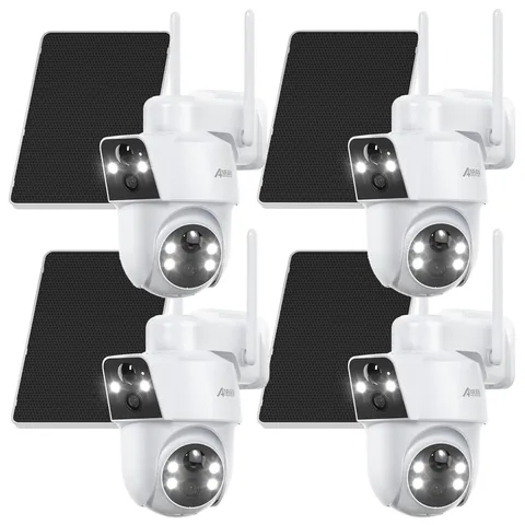 ANRAN Wireless Solar Battery Security Cameras Dual-Lens WiFi Color Night Vision