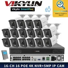VIKYLIN SmartFind 16POE 16CH NVR System IR30M Network 5MP Security IP Camera Lot