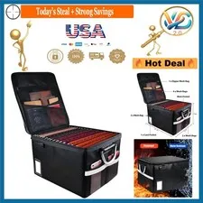 Fireproof Water-Resistant Document Box Lock Lids 16x13x11 Black