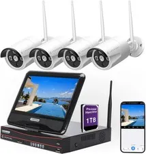 10CH Expandable Wireless Security Camera System W/ 10.1" Monitor 4pcs 5MP Camera
