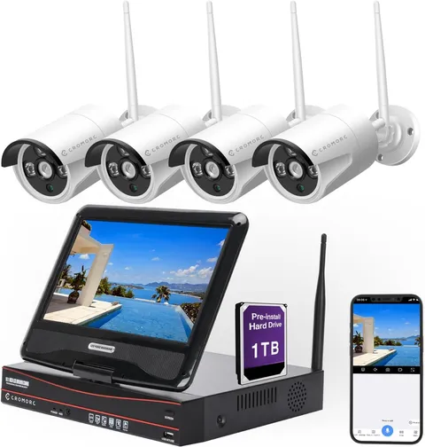 10CH Expandable Wireless Security Camera System W/ 10.1" Monitor 4pcs 5MP Camera