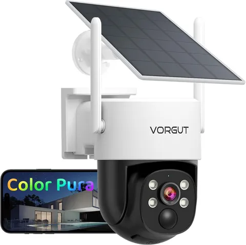 Solar Security Camera Wireless Outdoor, 3MP PTZ Solar Powered Camera for Home Se