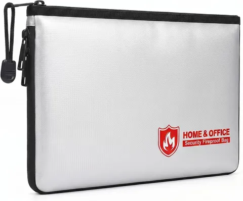 Fireproof Document Bag(3000℉),Waterproof Fireproof Money Bag for Cash with Zippe