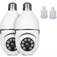 Indoor/Outdoor 2. 4G/5G Wi-Fi Dual Band Bulb Camera with 360° Panoramic-(2-Pack)