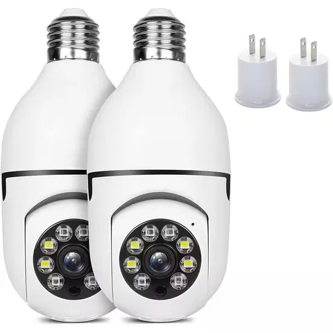 Indoor/Outdoor 2. 4G/5G Wi-Fi Dual Band Bulb Camera with 360° Panoramic-(2-Pack)