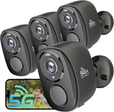 4Pack 5G/2.4G WiFi Security Cameras, 2K Security Cameras Wireless Outdoor Bat...