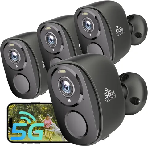 4Pack 5G/2.4G WiFi Security Cameras, 2K Security Cameras Wireless Outdoor Bat...