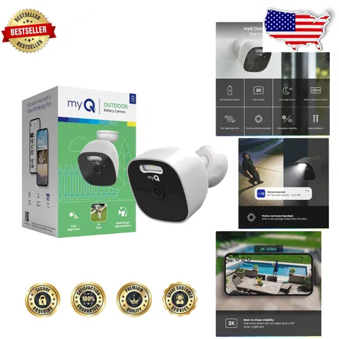 myQ 2K Battery Outdoor Camera | Spotlight, Color Night Vision, Weather-Resistant
