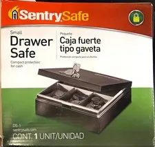 SentrySafe DS-1 Small Portable Metal Drawer Safe Key Lock, Black
