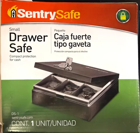 SentrySafe DS-1 Small Portable Metal Drawer Safe Key Lock, Black