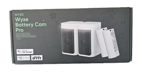 Wyze Battery Cam Pro 2 Pack WYZECOP-RB2PK Wireless 2k HD Color Night Spotlight