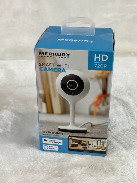 Merkury Innovations Smart Wi-Fi Security Camera HD 720p Works with Alexa Google