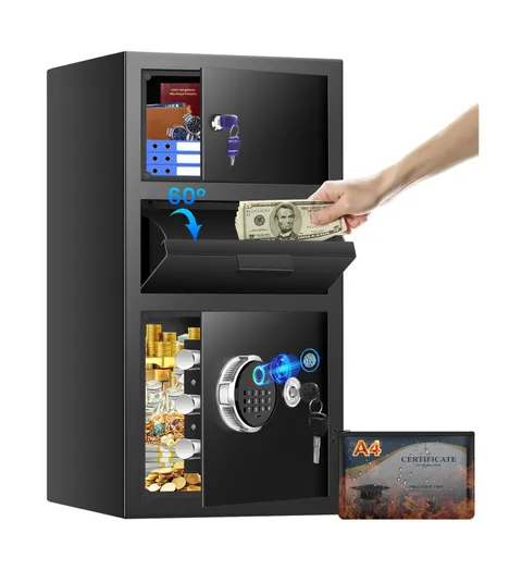 5.8 Cuft Biometric Depository Drop Safe for Business, Heavy Duty Fingerprint ...