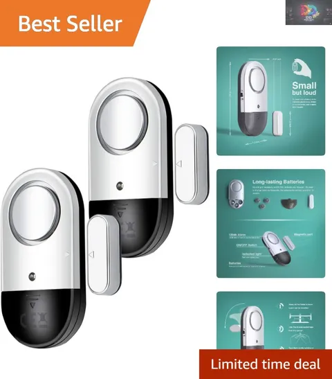120dB Wireless Door & Window Alarm – 2 Pack for Home & Business Security