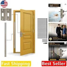 Door Armor MINI 3pc Steel Security Kit - Satin Nickel - Anti Kick-in Protection