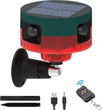 Solar Sensor Security Alarm Lights Outdoor, 360° Motion Detector LED Flashing St