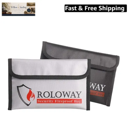 Small Fireproof Bag 5 x 8 inches, Non-itchy Fireproof Money Bag for Cash, Val...