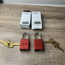 AMERICAN LOCK A1106RED Lockout Padlock,KD,Red,1-7/8"H 1TDB6 Lot Of 2