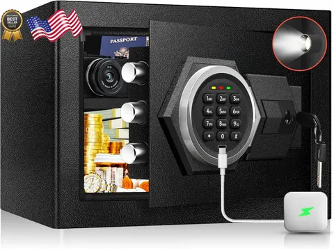 Fireproof Home Safe Box- Steel Digital Combination Lock Security Box with Type