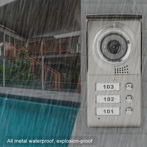 Apartment 3 Units Wired Video Door Phone Audio Visual Doorbell Intercom Entry