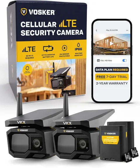 VKX Solar Powered 4G-LTE Outdoor Cellular Security Camera - No Wifi Needed, Moti