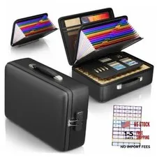 Fireproof Document Box, Hard Briefcase Fireproof Safe for Home Large Black