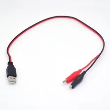 10pcs 0.5M/50cm USB 2.0 Male To Dual Alligator Clip Test Cable Lead R+B
