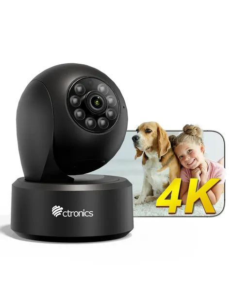 4K 8MP Indoor Security Camera, Auto Tracking, Dual Band WiFi, 65ft IR Night V...