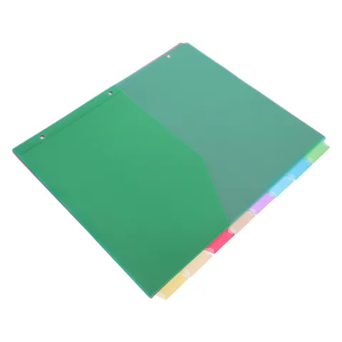 8pcs Plastic Binder Dividers with Pockets, 3-Hole Punched, Sturdy & Colorful