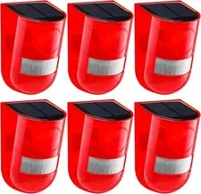 Qualirey Solar Sound and Light Alarm Motion Sensor 129db Outdoor Dog red 