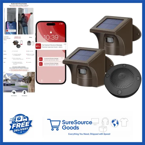 Weatherproof Solar Driveway Alarm System 2.4G Wi-Fi with Push Notifications