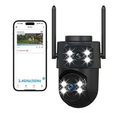 2K 5GHz Dual Lens Outdoor Security Camera – AI Detection & Auto Tracking, Col...