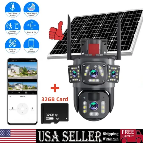 Solar Battery Powered Wifi Outdoor Pan/Tilt Home Security Camera System Wireless