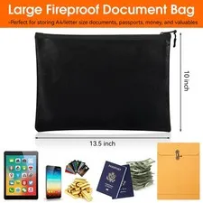 Fireproof Document Bag 10"x13.5", Waterproof Holder with Zipper for Passport,...