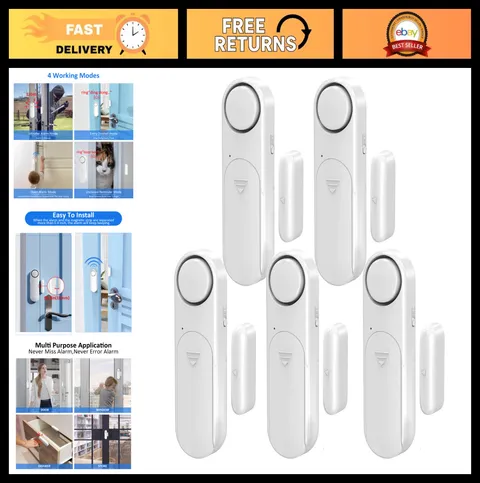 5-Pack Window & Door Alarms for Kids Safety & Home Security, 120dB Alert