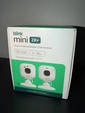 NEW 2 PACK Blink Mini 2k+ Cameras Indoor/Outdoor Plug-in 2K Video WHITE