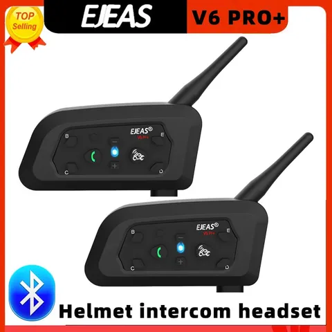 EJEAS V6 PRO + Bluetooth Motorcycle Helmet Intercom Headset with 800M BT Interph